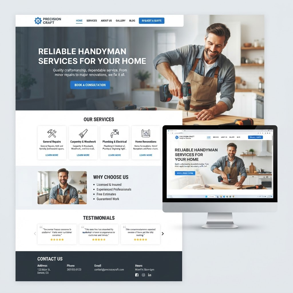 Screenshot der Handwerker-Website Schneider
